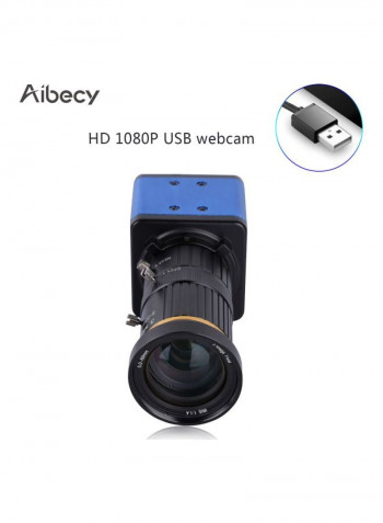 1080P HD Webcam With Microphone 12.6x5x5centimeter Blue/Black
