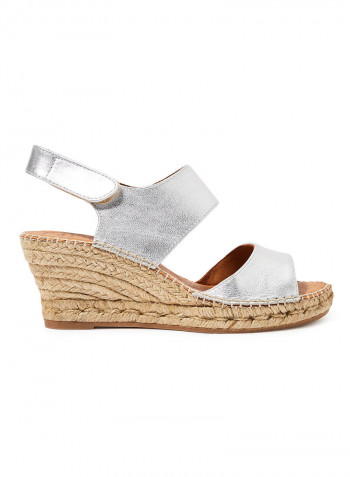 Sara P Espadrille Wedges Silver