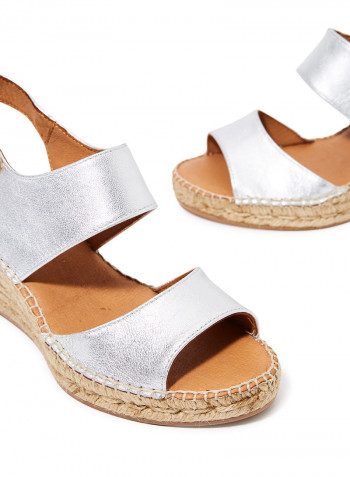 Sara P Espadrille Wedges Silver