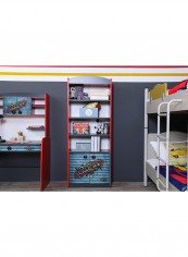 Copake Kids Book Case Red/Grey 39x180x72cm