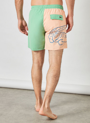 Colourblock Crocodile Print Swim Shorts Multicolour