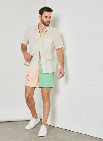 Colourblock Crocodile Print Swim Shorts Multicolour