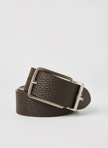 Grained Leather Belt Chocolate