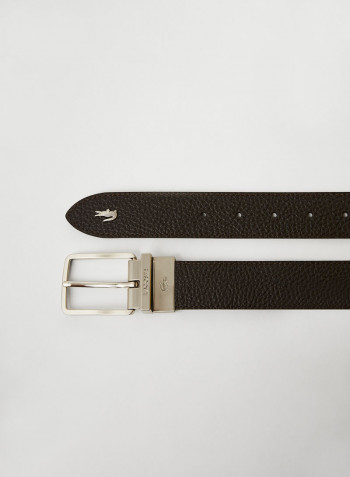 Grained Leather Belt Chocolate