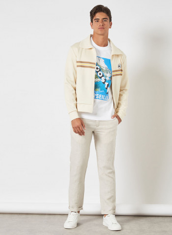 Landscape Print Cotton T-Shirt White/Ibiza