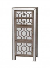 2-Drawer 2-Door Mirror Cabinet Grey/Silver 60x128x46centimeter