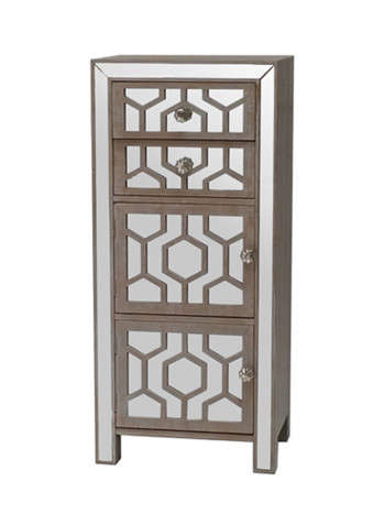2-Drawer 2-Door Mirror Cabinet Grey/Silver 60x128x46centimeter