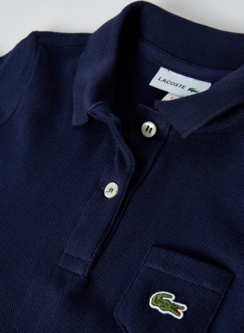 Kids Single Pocket Polo Dress Navy Blue