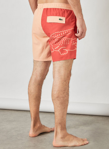 Colourblock Crocodile Print Swim Shorts Multicolour