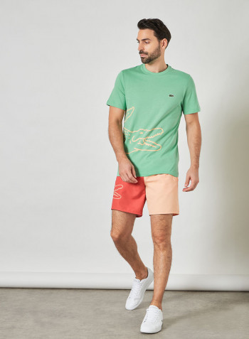 Colourblock Crocodile Print Swim Shorts Multicolour