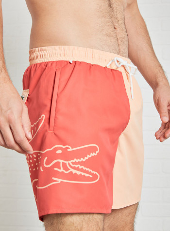 Colourblock Crocodile Print Swim Shorts Multicolour