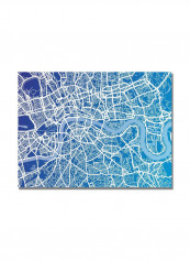 London Map Canvas Wall Art Blue/White 18 x 24inch