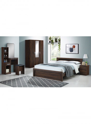 3-Door Wardrobe With Mirror Brown