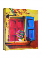 Venetian Window Gallery Wrapped Canvas Wall Art Multicolour 14 x 14inch