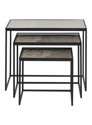 3-Piece Sara Nest Of Table Set Black/Beige/White 172x112x150cm