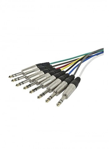 8-Channel TRS Male To XLR Male Snake 26AWG Cable 3feet Black/Silver/Yellow