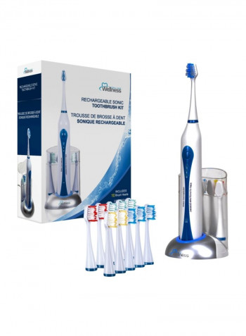 11-Piece Rechargeable Sonic Toothbrush With Replacement Heads Multicolour