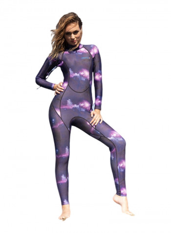 Long Sleeve Warm Thick Zipper Surfing Jumpsuit Light Purple