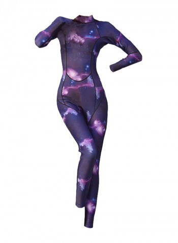 Long Sleeve Warm Thick Zipper Surfing Jumpsuit Light Purple