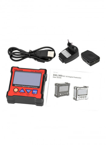Dual Axis Digital Angle Protractor With LCD Display Black/Red 7 x 6 x 3centimeter