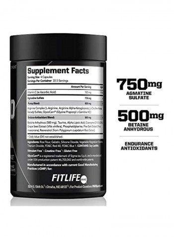 Nitro CM NO Boost Pump And Performance Dietary Supplement 500mg - 90 Capsules