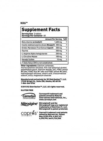 Elite Gold Nitric Oxide Rush NX6 - 120 Tablets