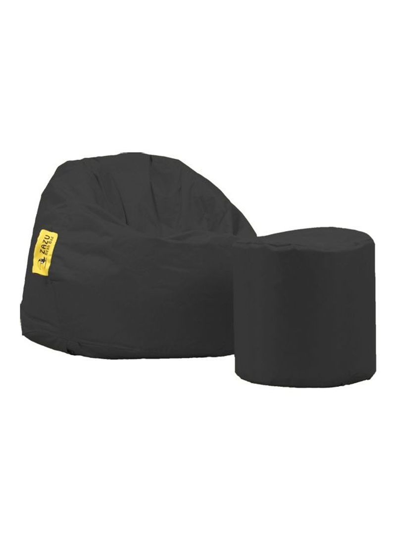 2-Piece Large Waterproof Bean Bag And Buff  Set black 95x75x95cm
