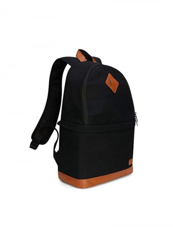 Canvas Camera Backpack With Rain Cover Black/Brown/Blue