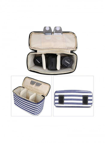 Canvas Camera Backpack With Rain Cover Black/Brown/Blue