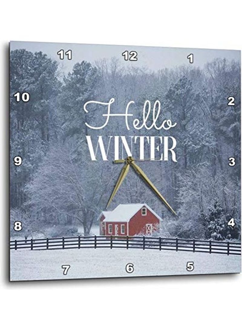 Hello Winter Printed Wall Clock Multicolour 15x15x0.1inch