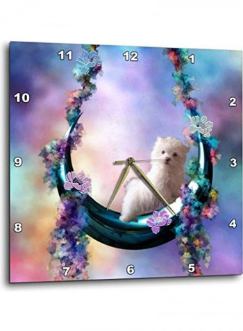 Dog Printed Analog Wall Clock Multicolour 15x15x0.1inch