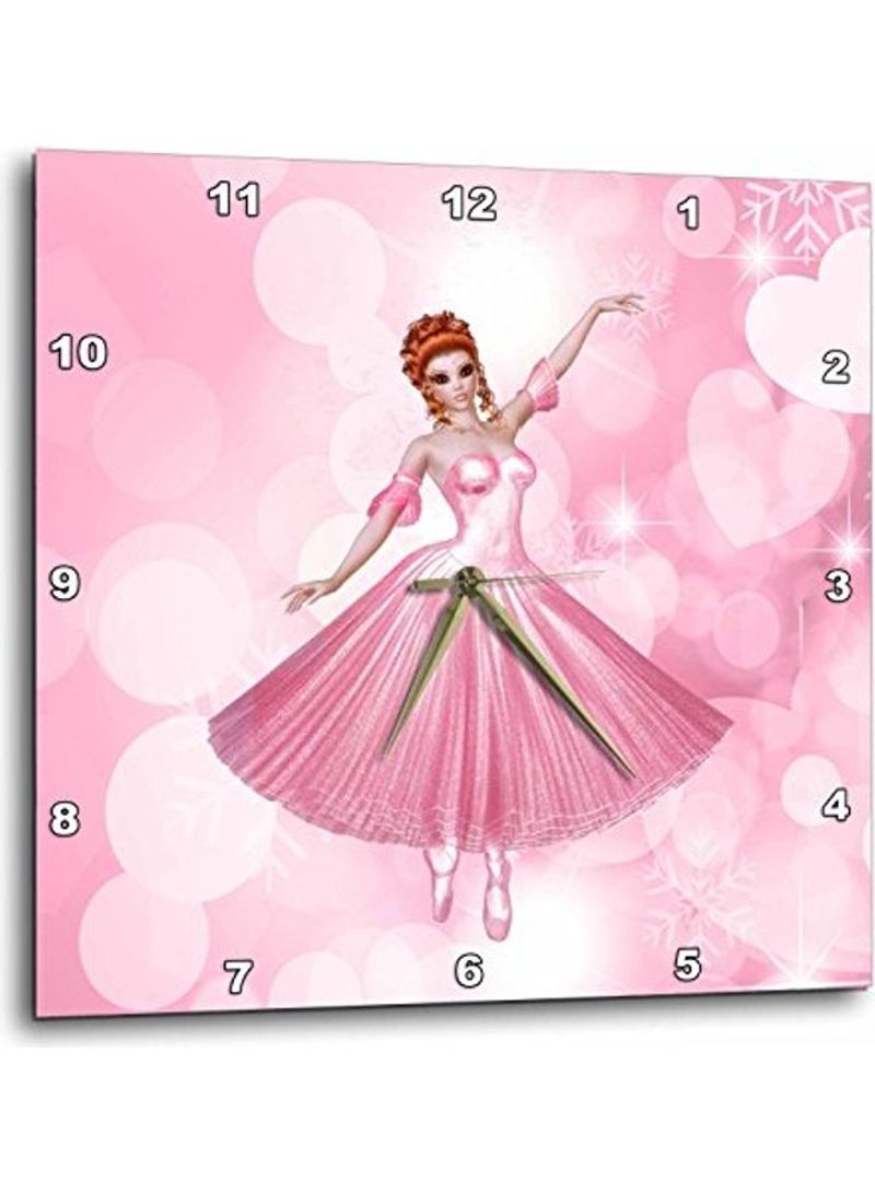 Princess Printed Analog Wall Clock Pink 15x15x0.1inch