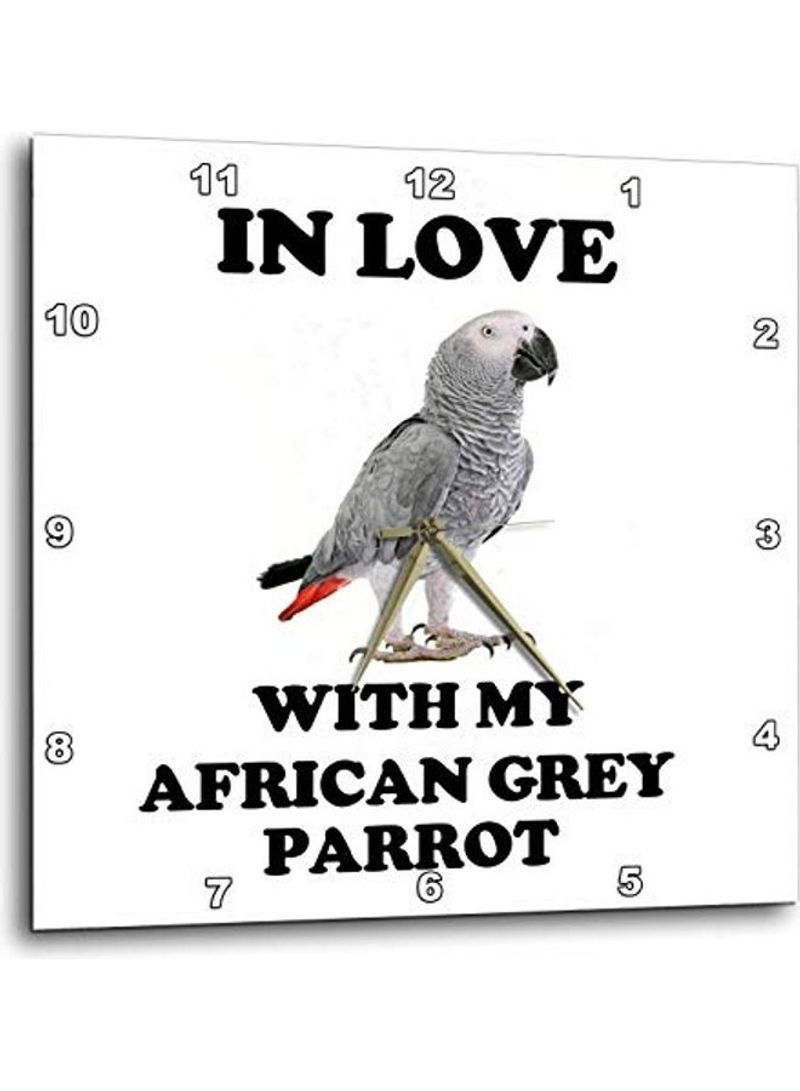 African Grey Parrot Wall Clock Multicolour 15x15inch