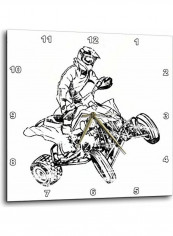 Biker Printed Wall Clock White/Black 15x15x0.1inch