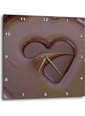 Heart Printed Analog Wall Clock Brown 15x15x0.1inch