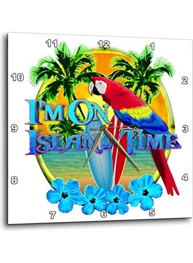 Parrot Printed Wall Clock Multicolour 15x15x0.1inch