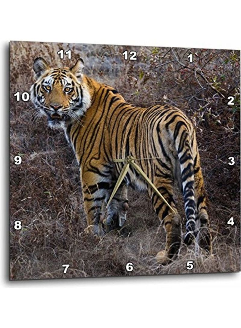 Tiger Printed Wall Clock Multicolour 15x15inch