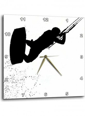 Man Printed Analog Wall Clock White/Black 15x15x0.1inch