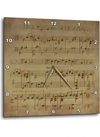 Notes Printed Analog Wall Clock Multicolour 15x15x0.1inch