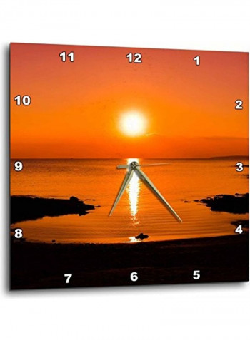Sunset Printed Analog Wall Clock Orange/Black 15x15x0.1inch