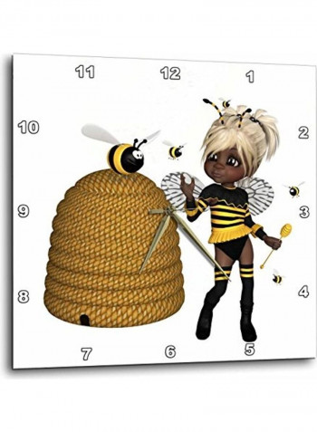 Bee Wall Clock Multicolour 15x15inch