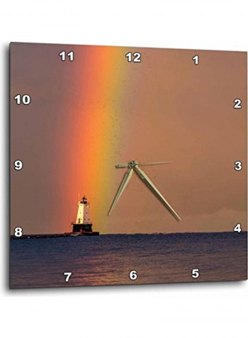 Sea And Light House Printed Wall Clock Multicolour 15x15x0.1inch