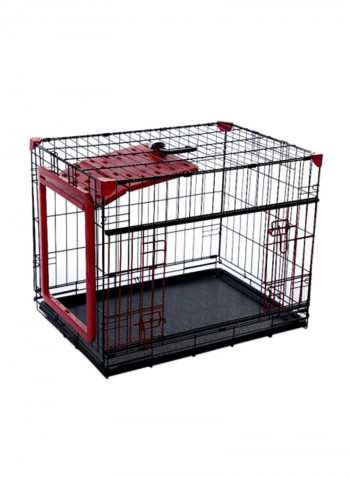 Folding Dog Cage Dark Red 76x53x61centimeter