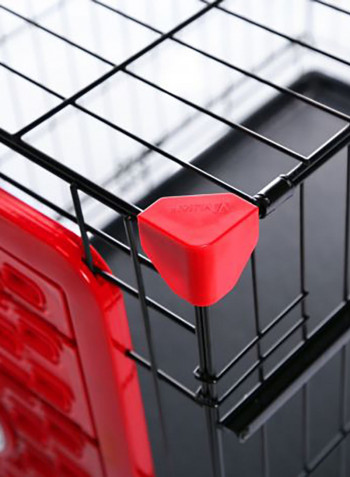 Folding Dog Cage Dark Red 76x53x61centimeter