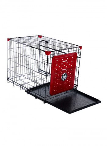 Folding Dog Cage Dark Red 76x53x61centimeter