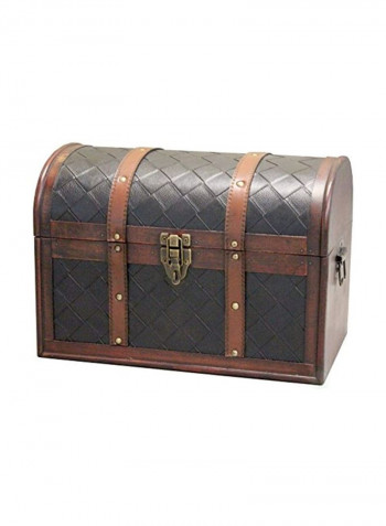 Wooden Leather Treasure Chest Black/Brown