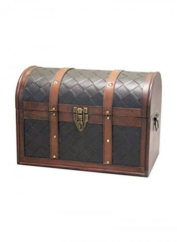 Wooden Leather Treasure Chest Black/Brown