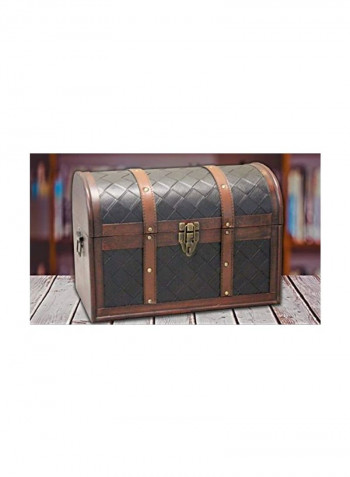 Wooden Leather Treasure Chest Black/Brown