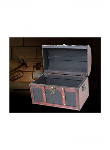 Wooden Leather Treasure Chest Black/Brown