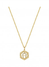 Necklace with Hexagon Motif and A logo in Crystals